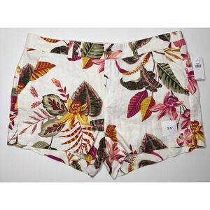 Old Navy Floral Tropical Everyday Short Mid Rise Linen Blend 12 Shorts NWT Women